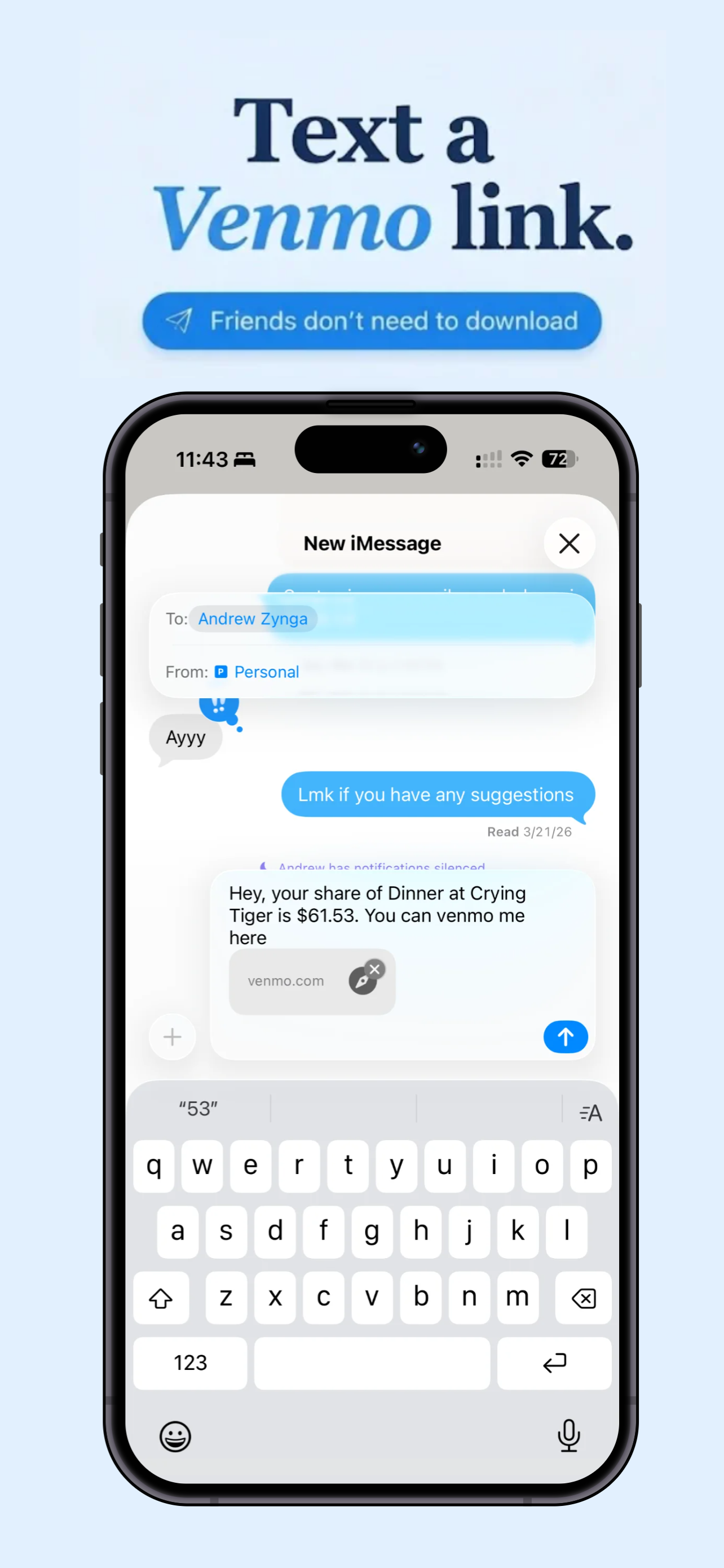 FamilyStyle 1-Tap Venmo Charge